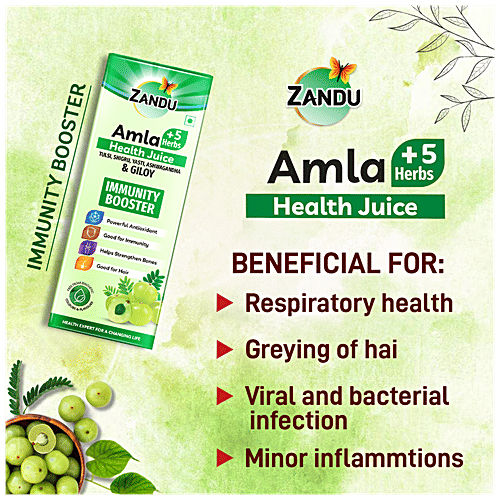 Zandu Amla Health Juice - Immunity Booster, Good For Bones & Hair, 1 L  