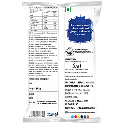 Kurkure Masala Munch Namkeen, 94 g  