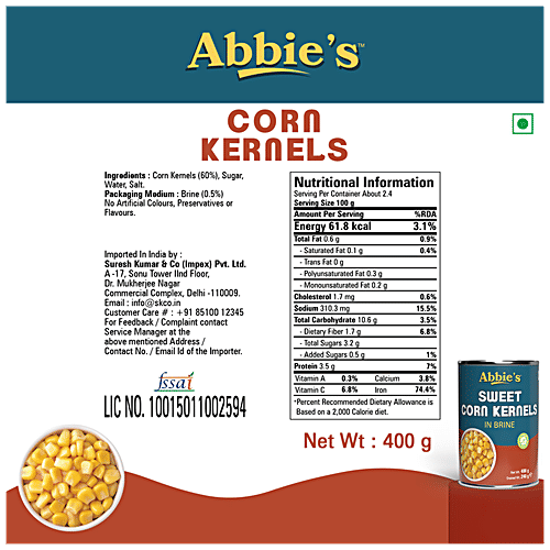 Abbies Sweet Corn Kernels, 400 g  