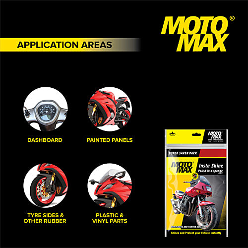 Motomax 4 In 1 Insta Shine Disposable Polishing Sponge - Cleans Vehicles, Removes Oil & Dirt, For Exterior Care, 4 pcs