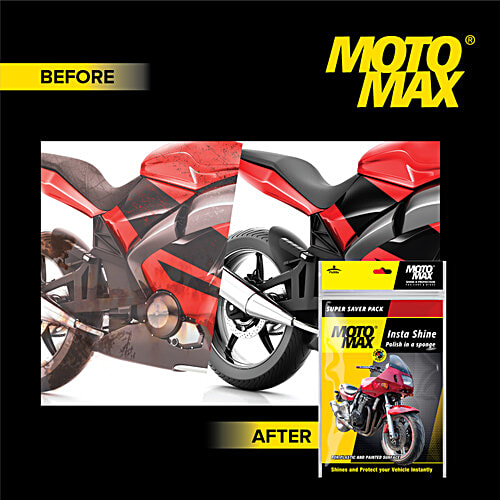 Motomax 4 In 1 Insta Shine Disposable Polishing Sponge - Cleans Vehicles, Removes Oil & Dirt, For Exterior Care, 4 pcs