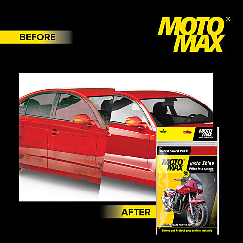 Motomax 4 In 1 Insta Shine Disposable Polishing Sponge - Cleans Vehicles, Removes Oil & Dirt, For Exterior Care, 4 pcs