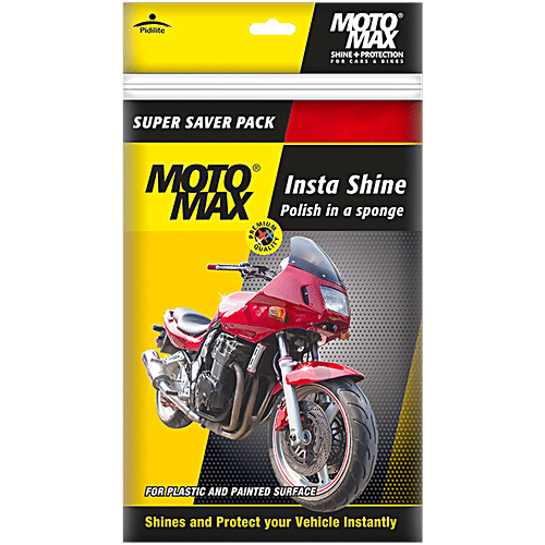 Motomax 4 In 1 Insta Shine Disposable Polishing Sponge - Cleans Vehicles, Removes Oil & Dirt, For Exterior Care, 4 pcs