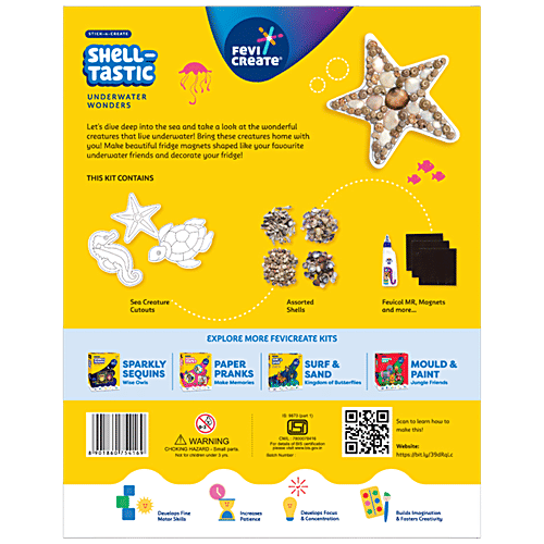 Fevicreate DIY Shell Tastic Fridge Magnet Art Craft Kit, 1 pc