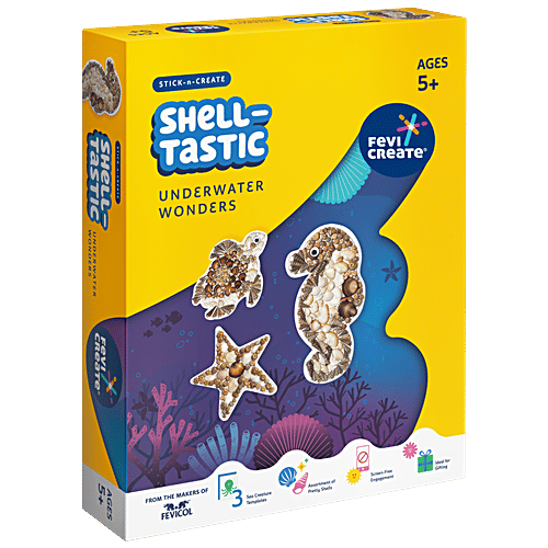 Fevicreate DIY Shell Tastic Fridge Magnet Art Craft Kit, 1 pc