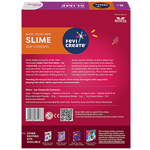 Fevicreate Make Your Own Ice Cream Slime Kit - Paper, 8 Years & Above, Multicolour, 1 pc