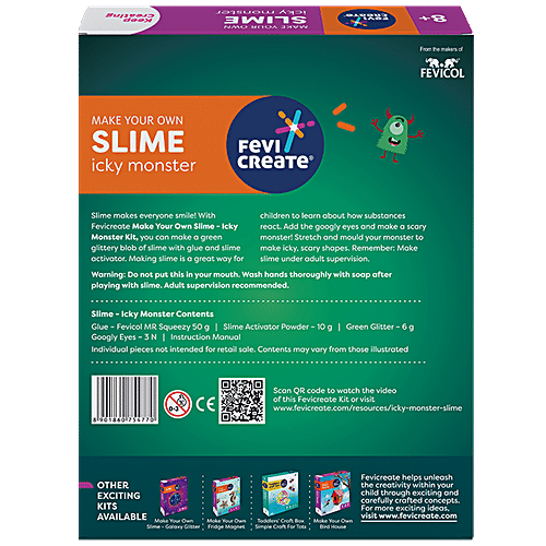 Fevicreate Make You Own Icky Monster - Slime Kit, For Kids, 8 Years & Above, Multicolour, 1 pc  