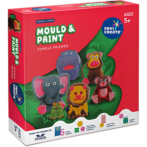 Fevicreate Mould & Paint Jungle Friends Set For Ages 5+, 1 pc  Encourages Learning
 Fosters Curiosity
 Boosts Creativity