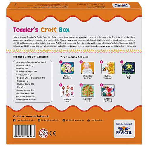 Fevicreate Toddler Craft Box - DIY Learning Kit, For Kids, 2 Years & Above, Multicolour, 1 pc