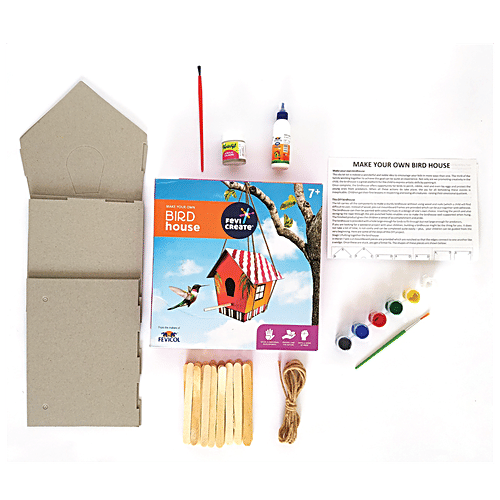 Fevicreate Make your Own Bird House - DIY Art/Craft Set, For Kids, 7 Years & Above, 1 pc Encourages Learning
Minimises Screen Time
Improves Social Skills