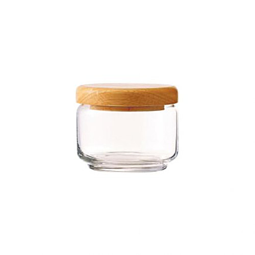 Ocean Pop Jar With Wooden Lid B02517 W, Set of 6, 325 ml (Set of 6) 