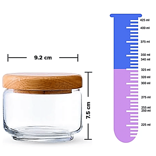 Ocean Pop Jar With Wooden Lid B02517 W, Set of 6, 325 ml (Set of 6) 