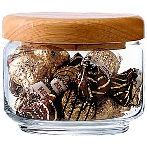 Ocean Pop Jar With Wooden Lid B02517 W, Set of 6, 325 ml (Set of 6) 