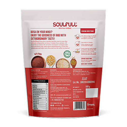 Soulfull Instant Ragi Dosa - High Fibre With 10X Calcium, 500 g  