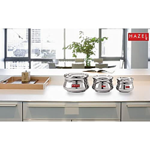 Buy HAZEL Stainless Steel Container With Lid Matka Shape Online at