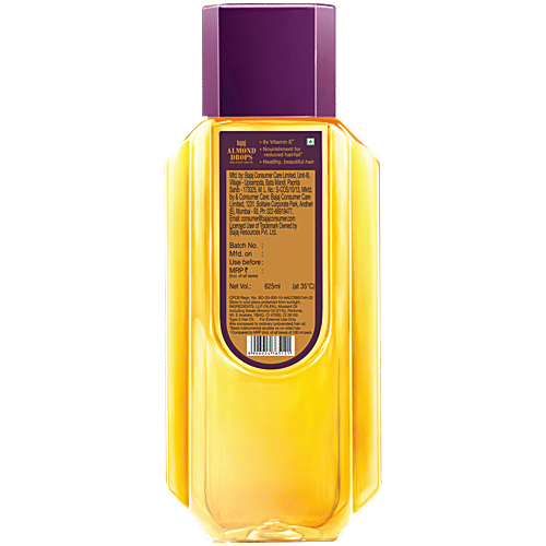 Bajaj Almond Drops Non-Sticky Hair Oil - For Healthy & Beautiful Hair, 625 ml  With 6X Vitamin E Nourishment