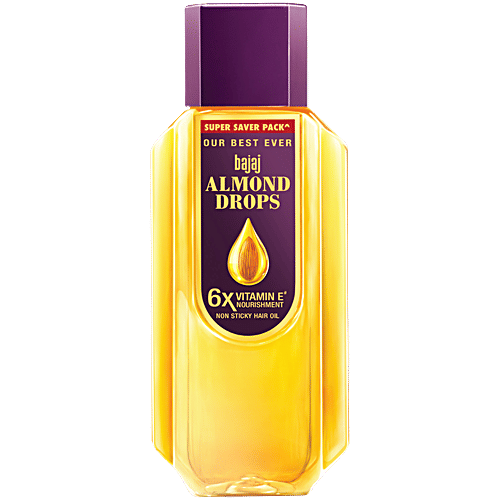 Bajaj Almond Drops Non-Sticky Hair Oil - For Healthy & Beautiful Hair, 625 ml  With 6X Vitamin E Nourishment
