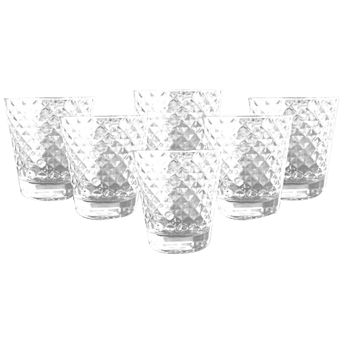 Yera Whiskey Glasses With Moulded Design, 315 ml (Set of 6) 