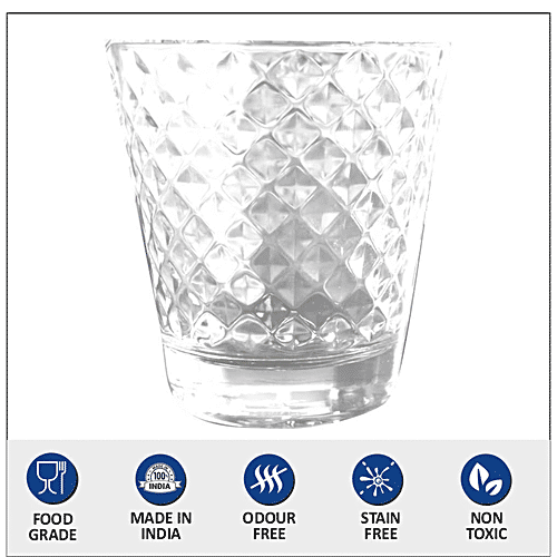 Yera Whiskey Glasses With Moulded Design, 315 ml (Set of 6) 