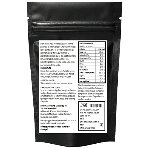 The Snack Company Ginger Turmeric Cookie, 105 g  