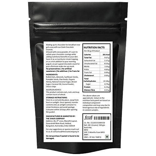 The Snack Company Dark Chocolate Granola, 500 g  