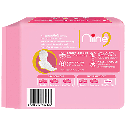 Buy Niine Naturally Soft Sanitary Napkins For Heavy Flow, Ultra Thin, XL Plus Online at Best