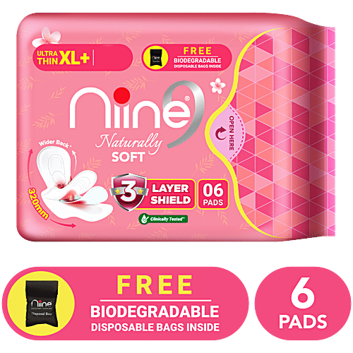 Buy Niine Naturally Soft Sanitary Napkins For Heavy Flow, Ultra Thin, XL Plus Online at Best