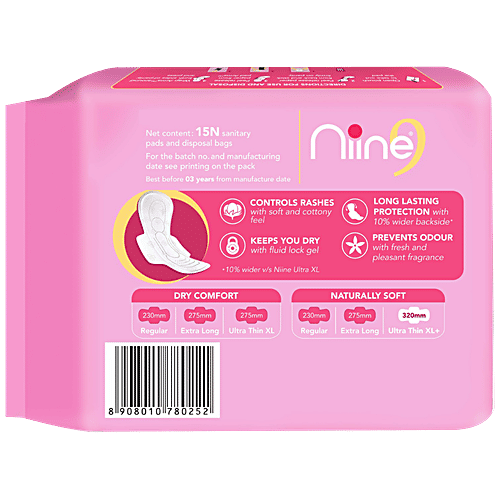 Buy Niine Naturally Soft Sanitary Napkins For Heavy Flow, Ultra Thin, XL Online at Best Price