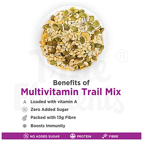 True Elements Multivitamin Trail Mix - Roasted Watermelon, Pumpkin, Sunflower, Sesame, Apricot & Soynuts - Healthy Snacks, Mixed Seeds for Eating, 125 g  