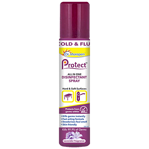 Dr. Morepen Protect Disinfectant Spray For Hard & Soft Surfaces - Lavender Fragrance, 300 ml  