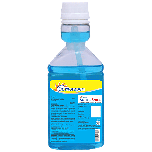 Dr. Morepen Active Smile Advanced Mouthwash With Mint, 150 ml  