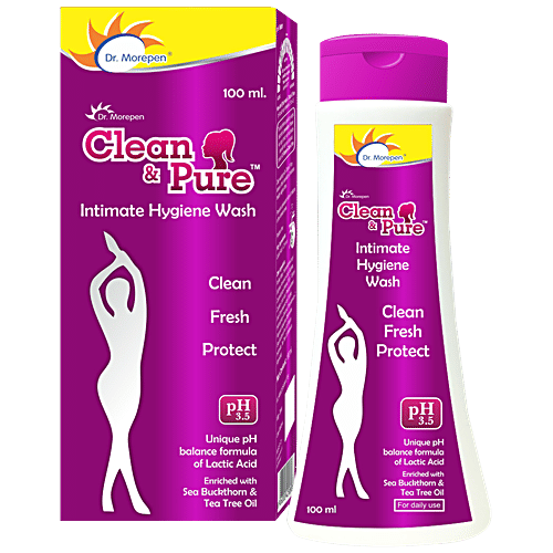 Dr. Morepen Clean & Pure Intimate Hygiene Wash With Tea Tree Oil & Sea Buckthorn, 100 ml  