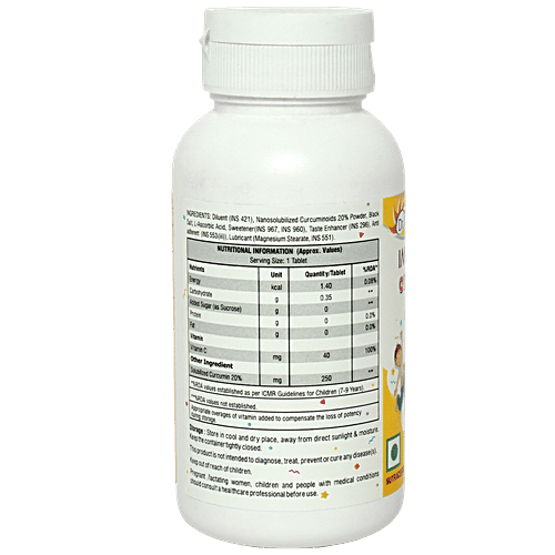 Dr. Morepen Immuniply Curcumin & Vitamin C Chewable Tablets For Kids - Immunity Booster, 50 pcs  