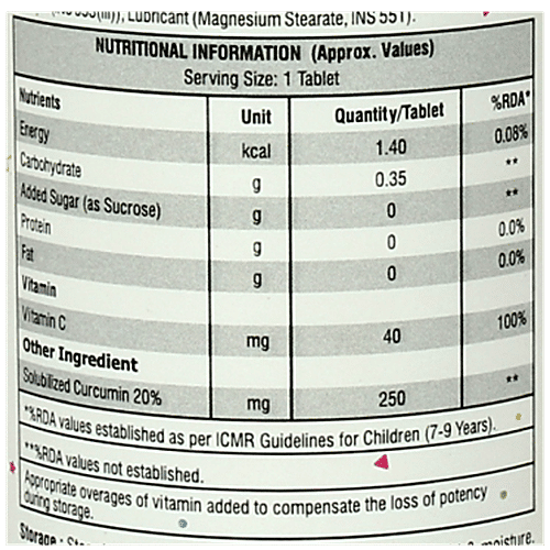 Dr. Morepen Immuniply Curcumin & Vitamin C Chewable Tablets For Kids - Immunity Booster, 50 pcs  