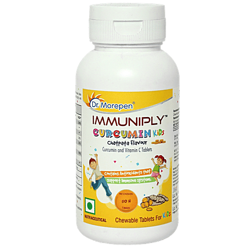 Dr. Morepen Immuniply Curcumin & Vitamin C Chewable Tablets For Kids - Immunity Booster, 50 pcs  
