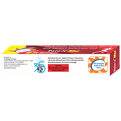 Dr. Morepen Pain-X Max Body Pain Relief Gel For Muscle, Joints, Knee, Neck & Back Pain, 30 g  