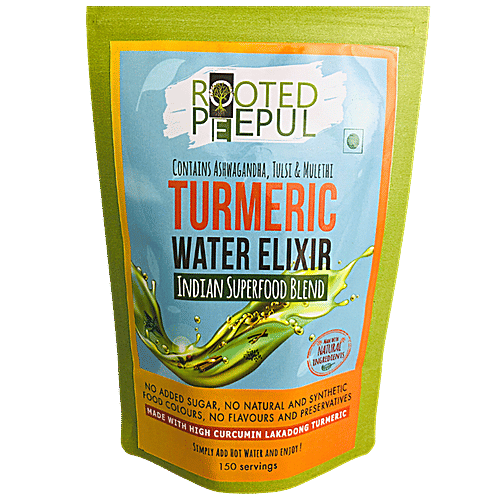Rooted Peepul Turmeric Water Elixir, Traditional Superfood Blend, 150 g kraft paper pouch 