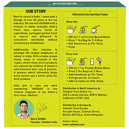 Buy VAHDAM Organic Giloy Neem Green Tea Bags Detox Tea For Weight