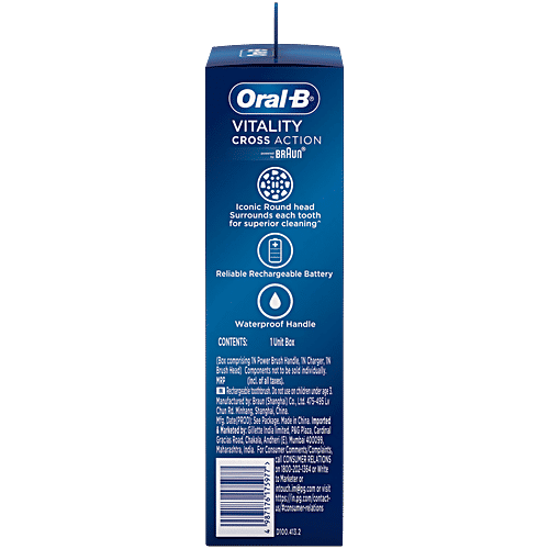 Oral-B Vitality 100 Black Criss Cross Electric Rechargeable Toothbrush - Removes Plaque, 1 pc Removes More Plaque