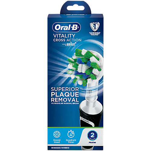 Oral-B Vitality 100 Black Criss Cross Electric Rechargeable Toothbrush - Removes Plaque, 1 pc Removes More Plaque