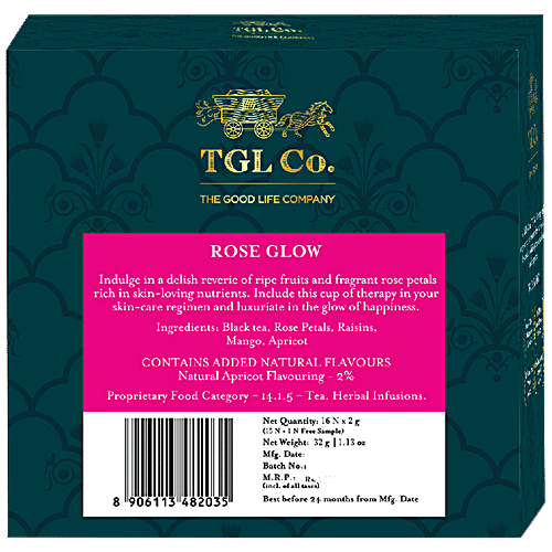 TGL Co. Rose Glow Tea, 32 g (16 Bags x 2 g each) 