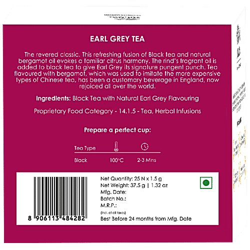 TGL Co. Earl Grey Black Tea Bags, 37.5 g (25 Bags x 1.5 g each) 