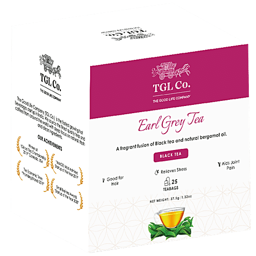 TGL Co. Earl Grey Black Tea Bags, 37.5 g (25 Bags x 1.5 g each) 