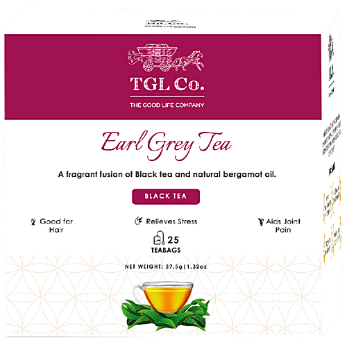 TGL Co. Earl Grey Black Tea Bags, 37.5 g (25 Bags x 1.5 g each) 