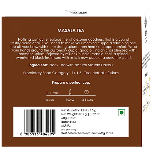 TGL Co. Pure Masala Chai Tea Bags, 37.5 g (25 Bags x 1.5 g each) 