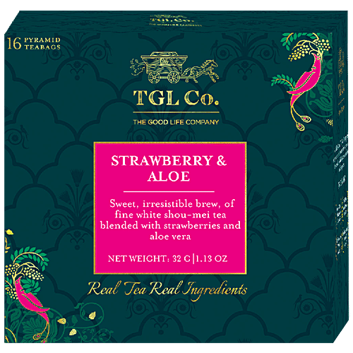TGL Co. Strawberry Aloe White Tea Bags Make Brew Iced Tea or Hot Tea, 32 g (16 Bags x 2 g each) 