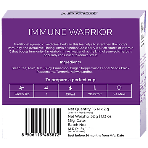 TGL Co. Immune Warrior Immunity Booster Green Tea Bags, 32 g (16 Bags x 2 g each) 