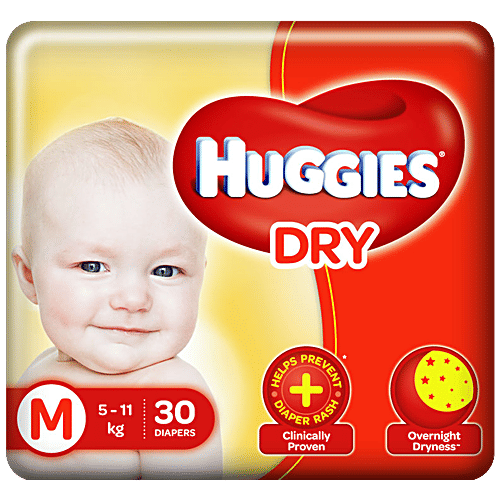 Buy Huggies New Dry Diapers Medium, Quick Lock System, Prevents Rash
