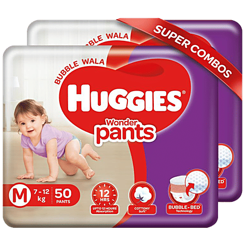 Huggies Wonder Pants - Medium, Combo, 50 pcs (Pack of 2) 