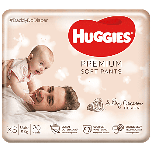 Huggies Premium Soft Diaper Pants - Extra Small,  Silky Cocoon Design, Wetness Indicator, 20 pcs  